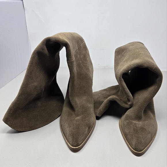 Steve Madden Bixby Womens Knee High Boots Sz 9.5M Tan Leather Pull On Block Heel - Picture 3 of 12